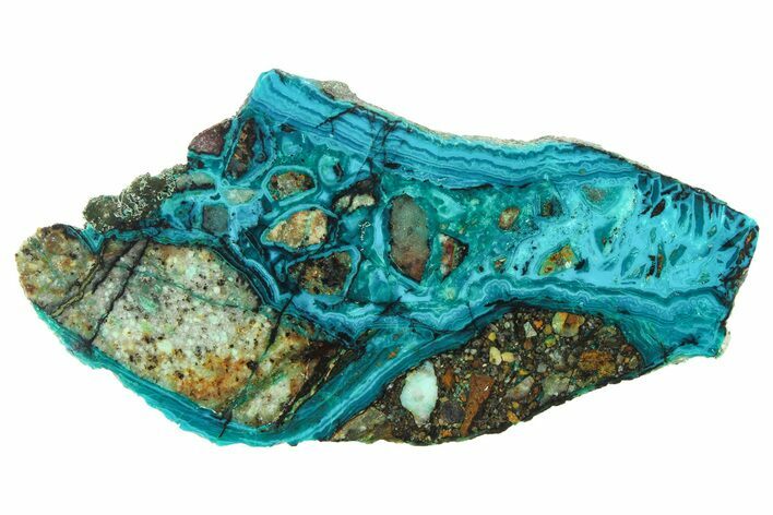 Polished Banded Chrysocolla Slice - Bagdad Mine, Arizona #298421